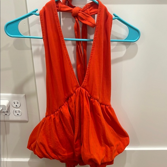 Free People Tops - Free People Paige Top in color Tangerine Tango - Women's Halter Top